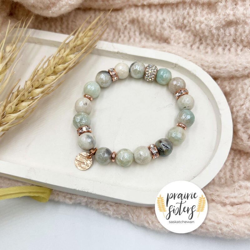 Pearl Luster Agate Sparkle Gemstone Bracelet