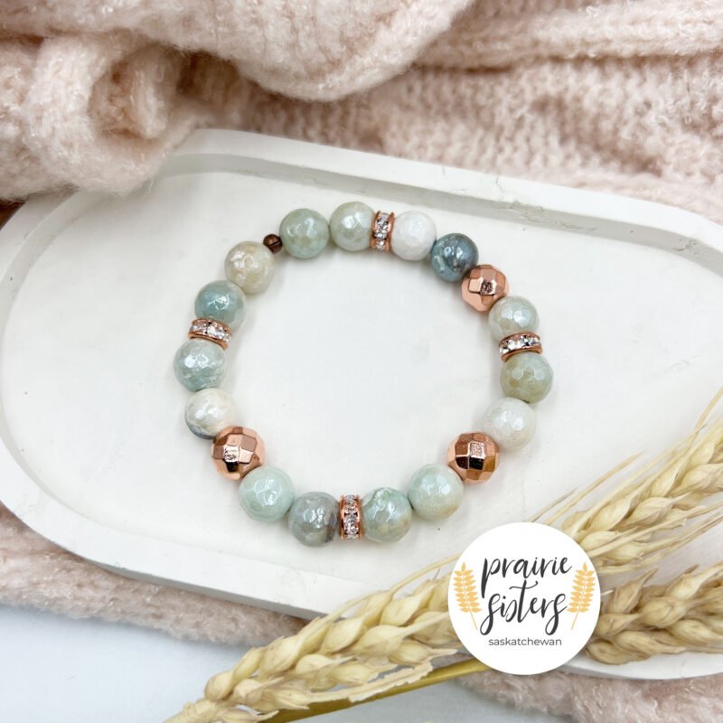 Pearl Luster Agate Rose Gold Gemstone Bracelet