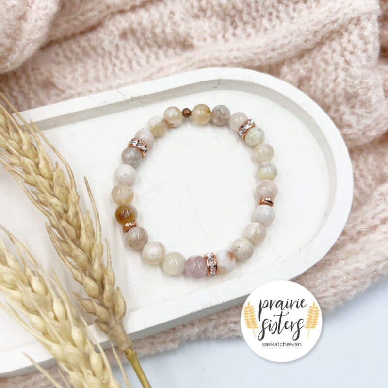Cherry Blossom Agate Gemstone Bracelet