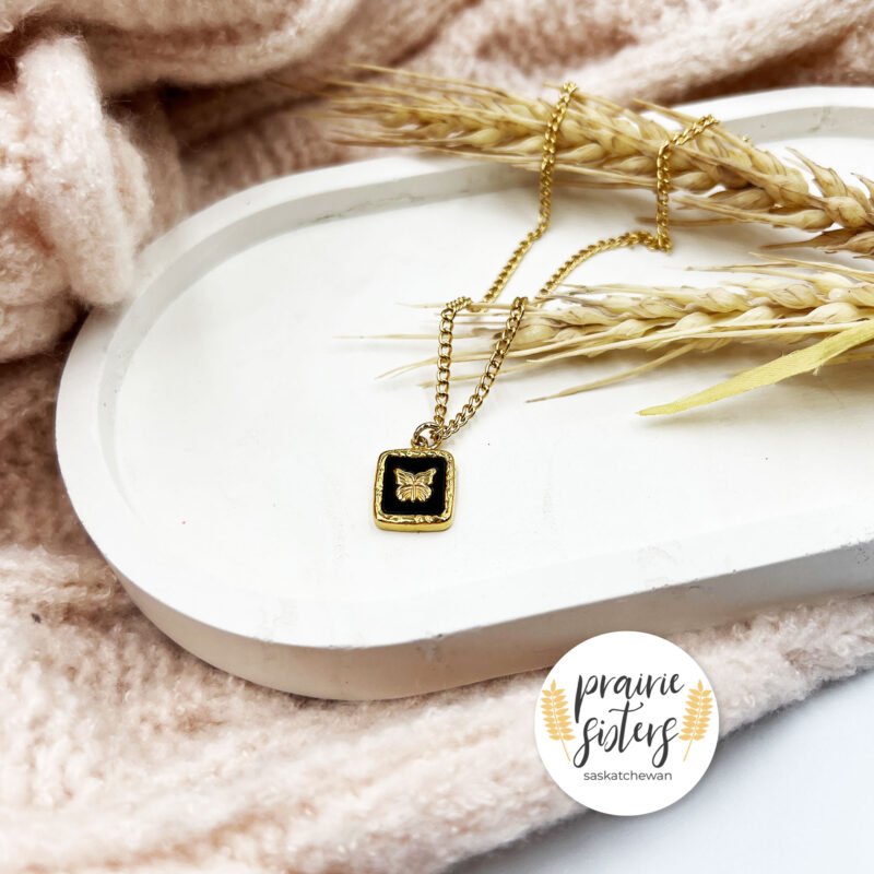 Black Butterfly Gold Necklace