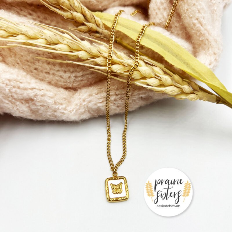 White Butterfly Gold Necklace