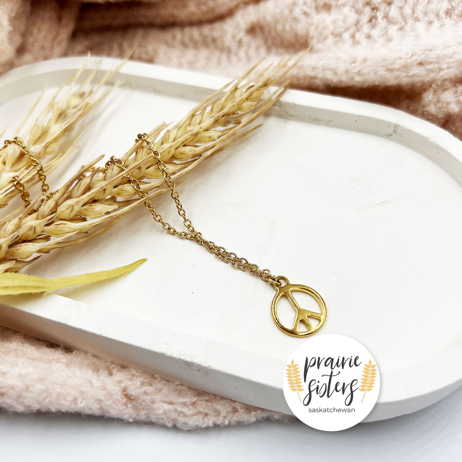 Peace Sign Gold Necklace