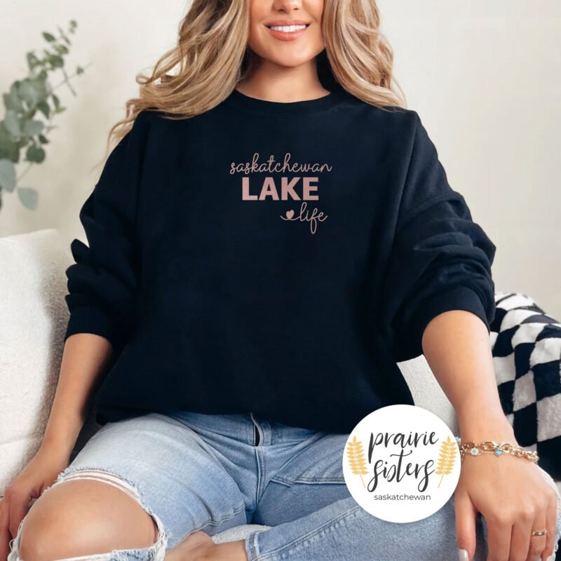 Saskatchewan Lake Life Unisex Black Sweater