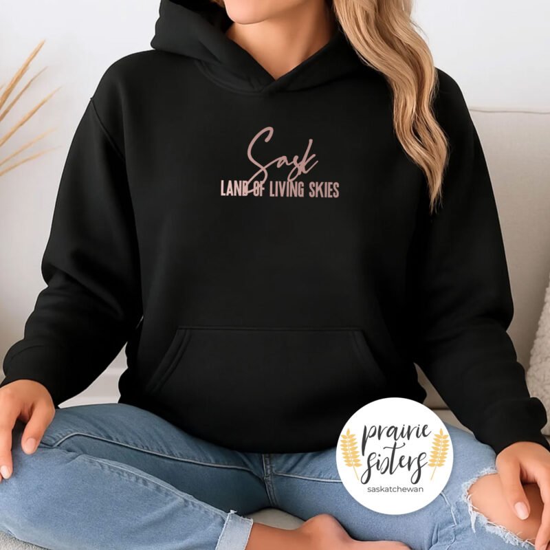 Sask Land of Living Skies Unisex Black Hoodie