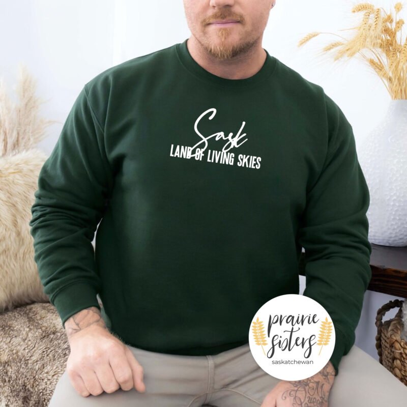 Sask Land of Living Skies Unisex Forest Green Sweater