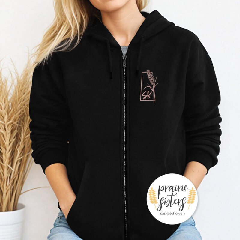 SK with Wheat Unisex Black Zipup